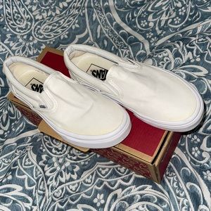 Vans white classic slip on